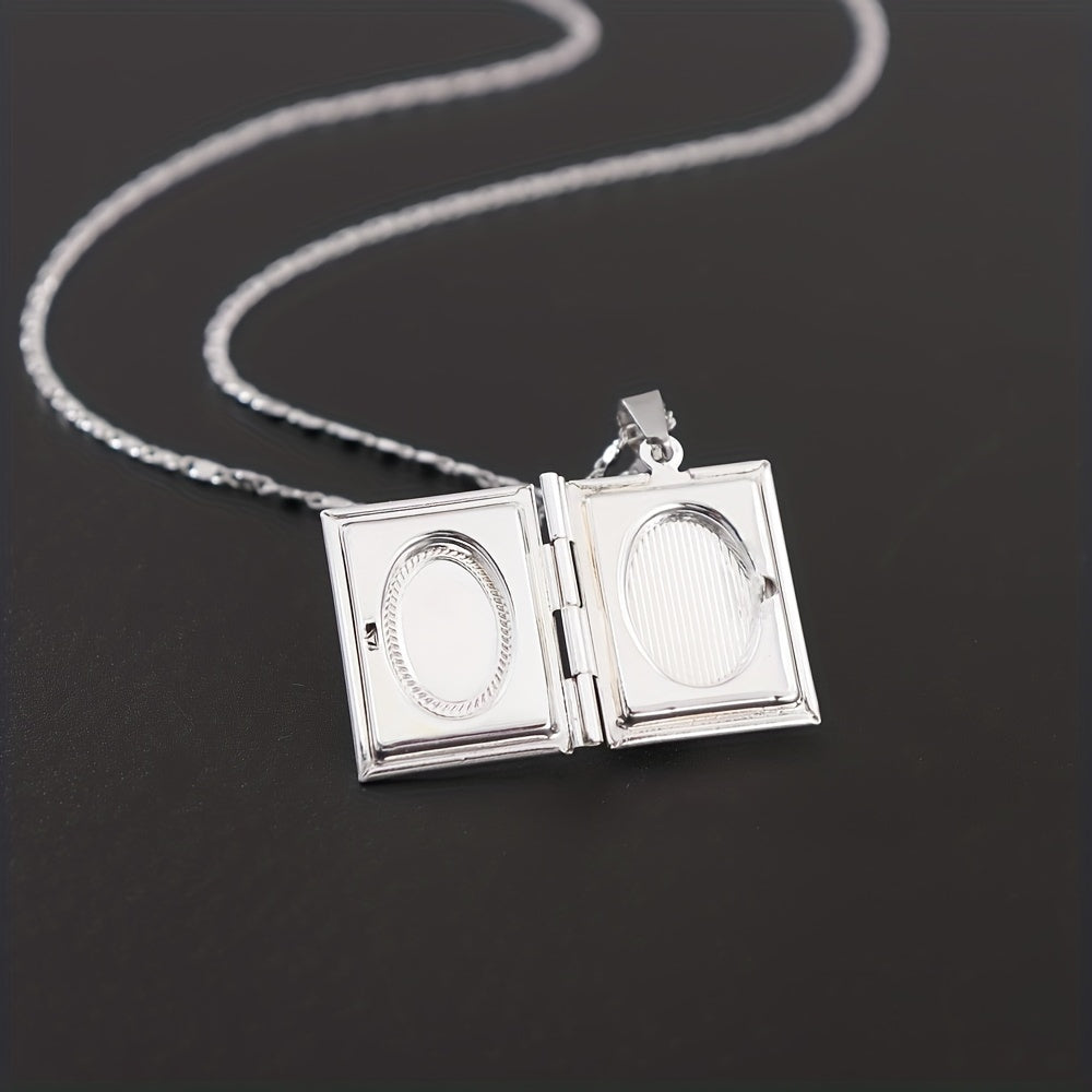 Men's Photo Box Pendant Necklace Casual Jewelry Plated