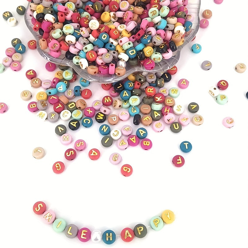 100PCS Colorful Alphabet Beads Jewelry Making Bracelets Necklaces Key Chains