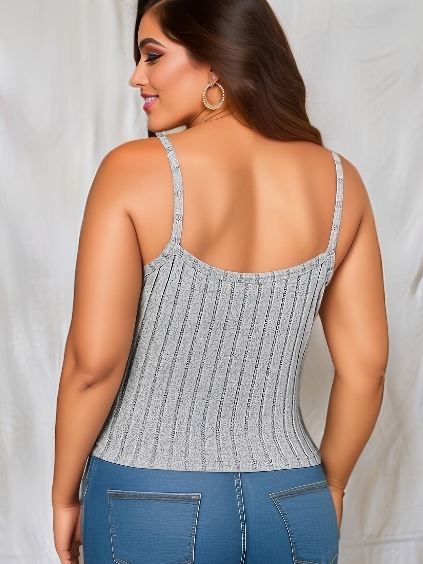  Solid Ribbed Scoop Neck Cami Top