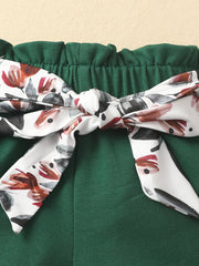Baby Girls Leaf Print Peplum Top & Shorts Set