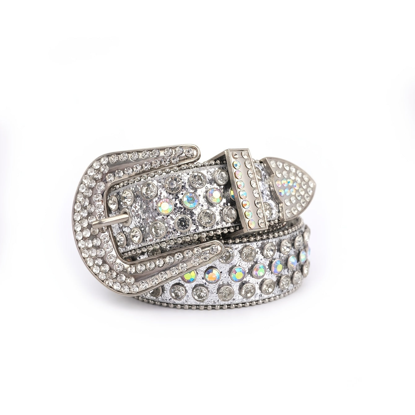 Men Women Rhinestone Belt Western Cowgirl Bling Studded Leather Belt