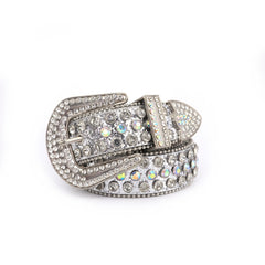 Men Women Rhinestone Belt Western Cowgirl Bling Studded Leather Belt