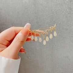 Rhinestone V-shaped Hairpin Pearl Tassel Frog Buckle Hair Accessories