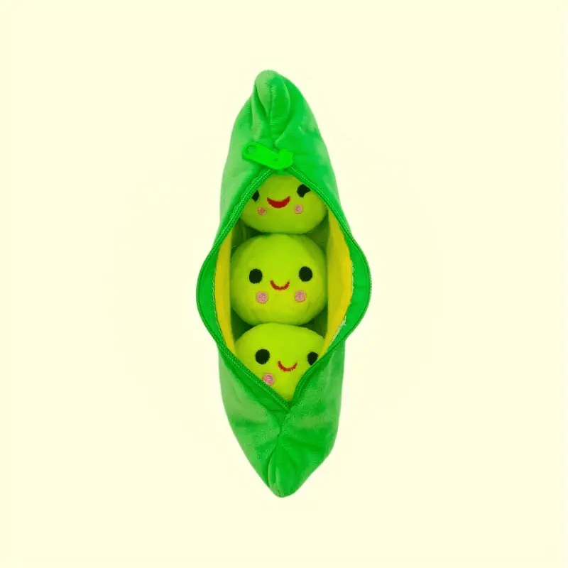 Cute Green Pea Plush Toy Smiling Face Stuffed for Girls Funny Gift Home Decor
