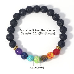 7 Chakra Stone Bead Bracelet Tiger Eye Yoga Balance Men Buddha Jewelry