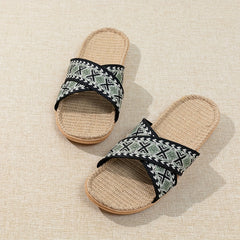 Women's Cross Straps Knit Slides Slip On Open Toe Non-slip Home Shoes