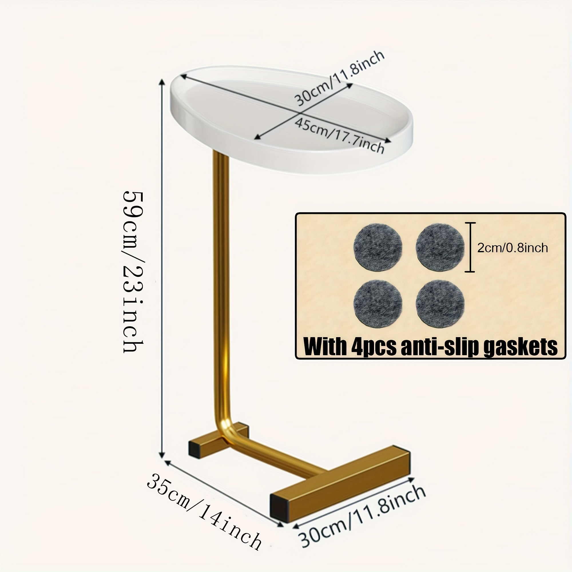 C Shaped Snack Table Slide Under Couch For Sofa Coffee Laptop Bedroom