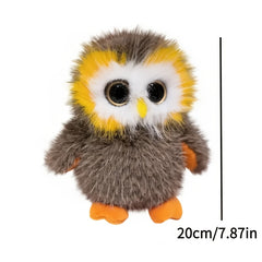 2pcs Realistic Owl Plush Dolls Soft Stuffed Toys Khaki & Grey