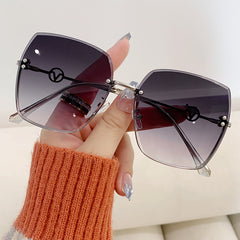 Women Gradient Sunglasses Rectangle Casual Metal Glasses Outdoor Sports