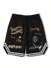 Men's Graffiti Graphic Drawstring Streetwear Shorts