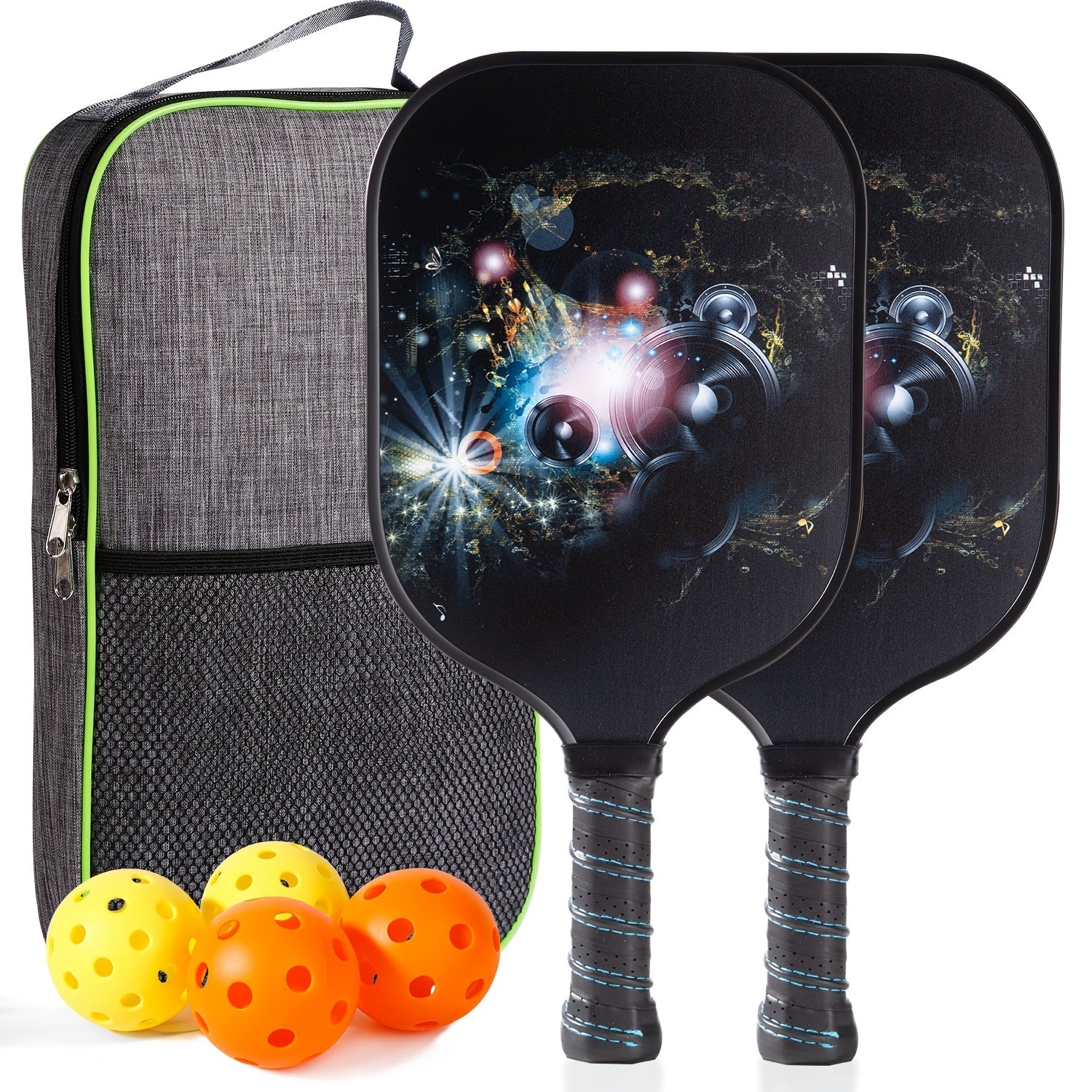 Portable Pickleball Paddle Set for Adults with 2 Rackets, 4 Balls, Bag