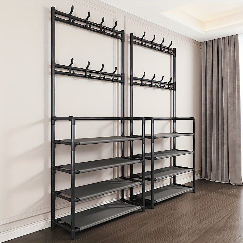 Shoe Storage Rack With Clothes Shelf Vertical Hanging Clothes Stand