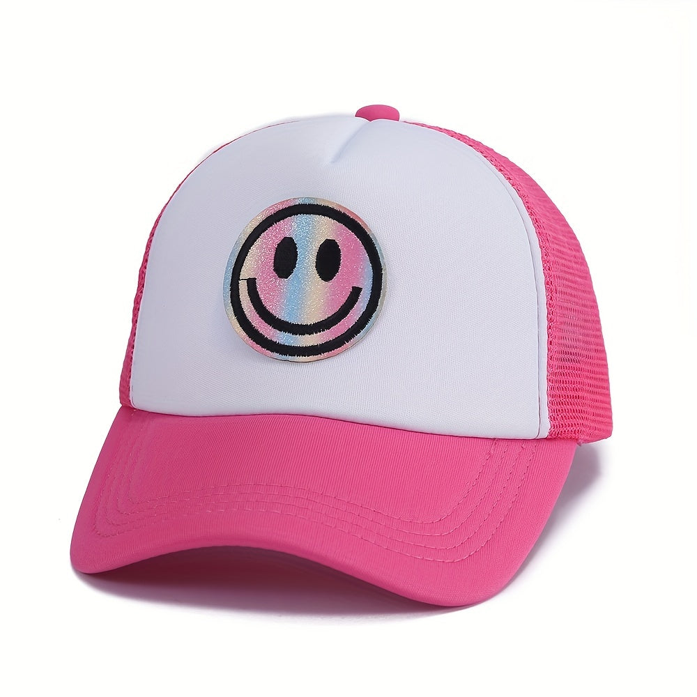 Men's Laser Happy Face Labeling Sponge Adjustable Baseball Cap