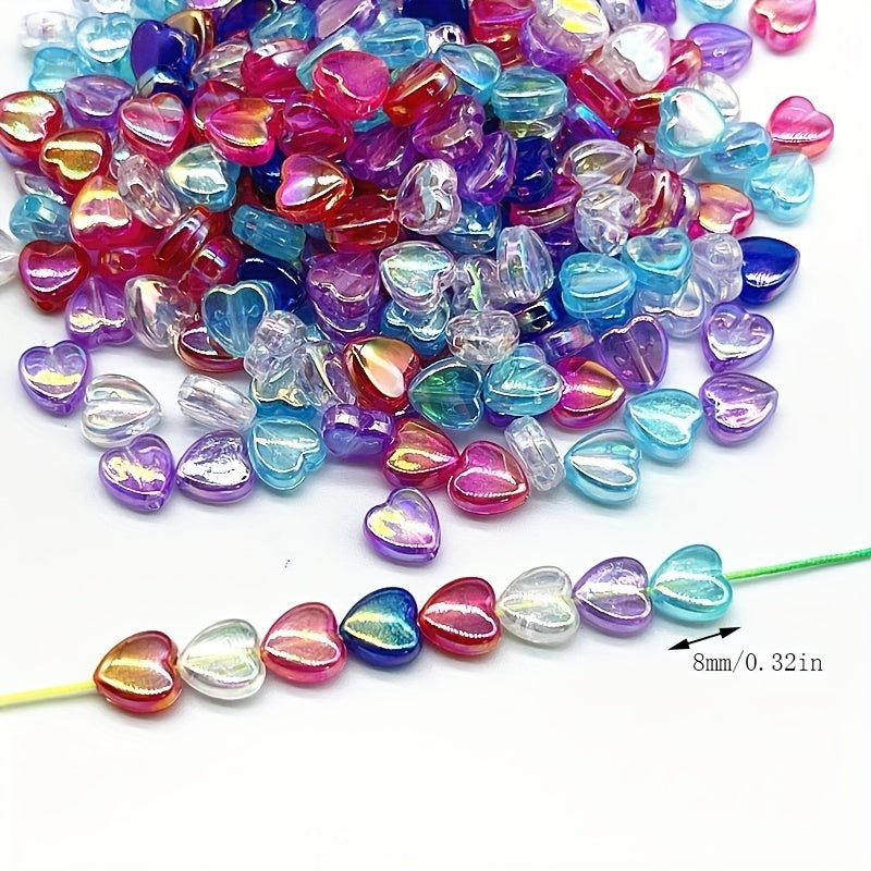 100pcs 8mm AB Heart Shape Acrylic Beads for Jewelry Making