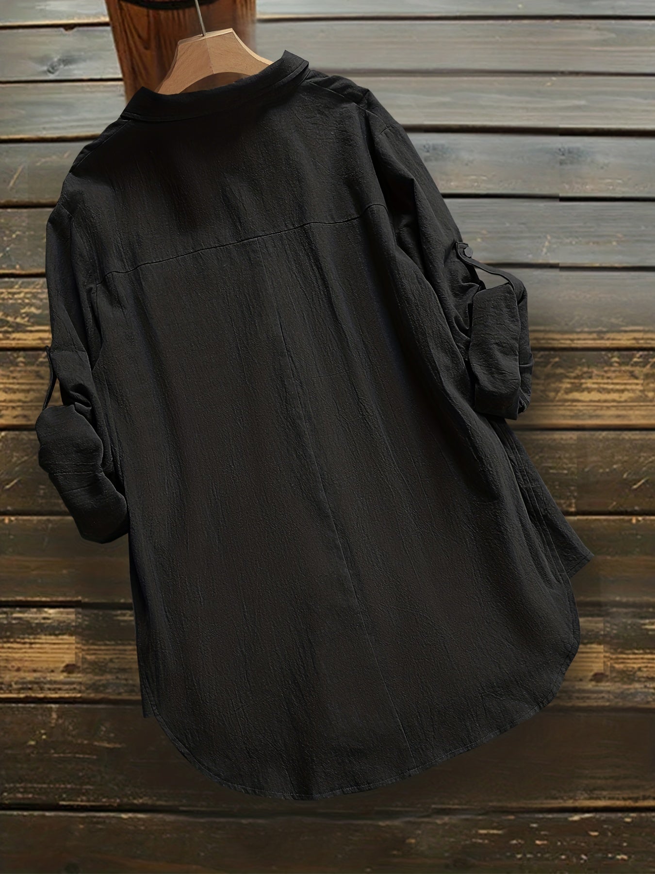  Casual Blouse Women's Plus Roll Up Sleeve Button Up Blouse
