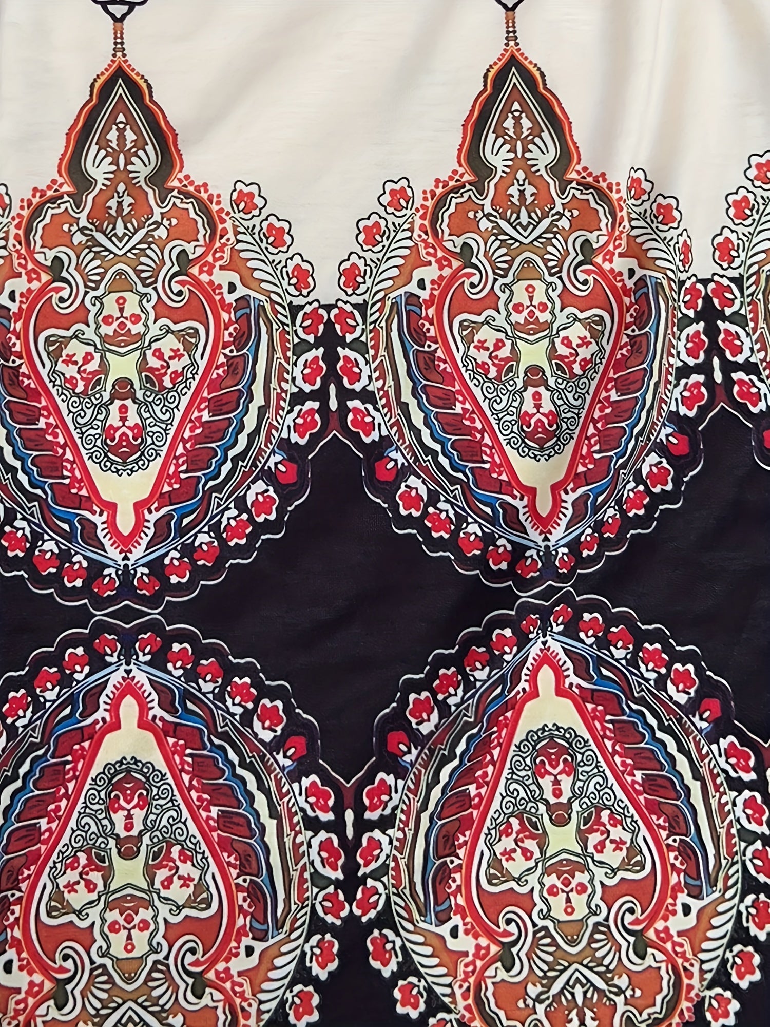 Ethnic Print Tube Top Sexy Shirred Ruffle Trim Summer Sleeveless Top