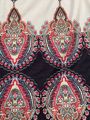 Ethnic Print Tube Top Sexy Shirred Ruffle Trim Summer Sleeveless Top