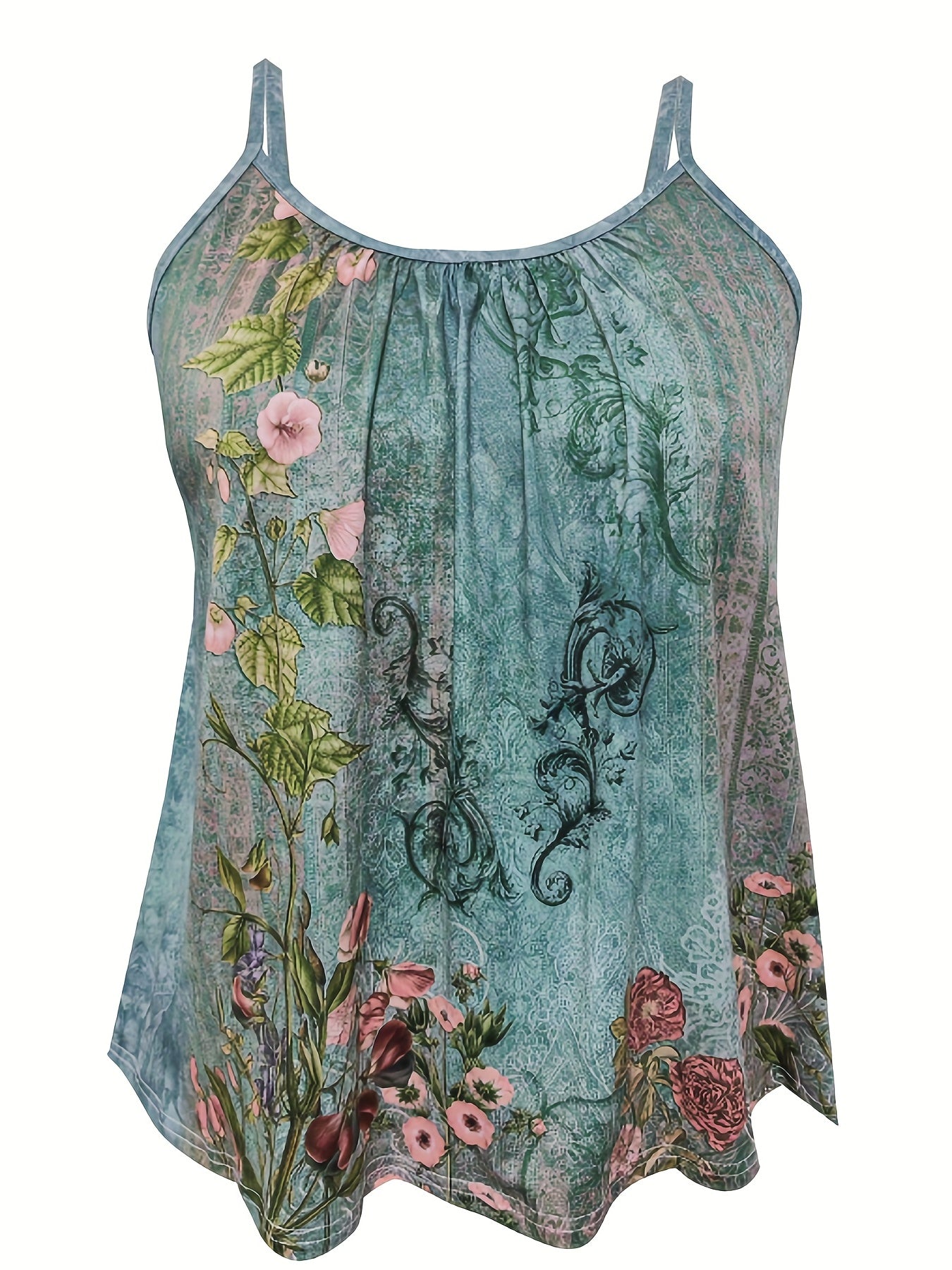  Floral Print Stretch Cami Top