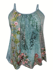  Floral Print Stretch Cami Top