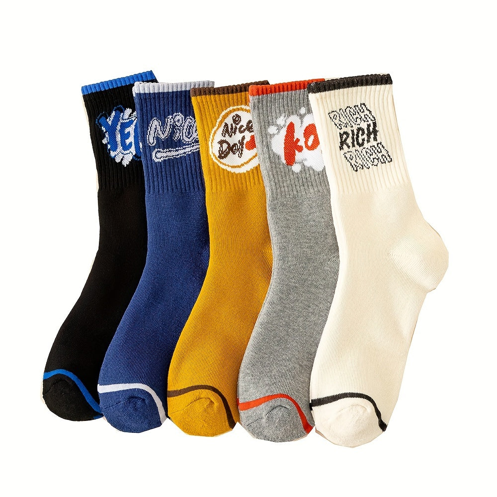 5 Pairs Letter Print Socks Mid Tube Women's Stockings
