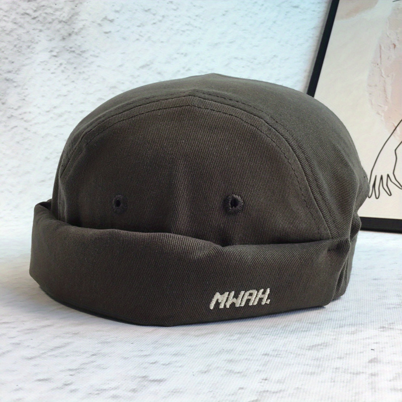 Men's Embroidery Letter Landlord Beanie Hat Japanese Hip Hop - Black