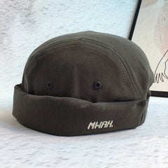 Men's Embroidery Letter Landlord Beanie Hat Japanese Hip Hop - Black