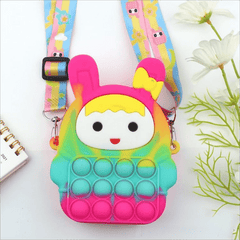 Funny Rabbit Shape Rainbow Crossbody Bag with Colorful Strap