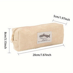 Cartoon Corduroy Pencil Case Organizer