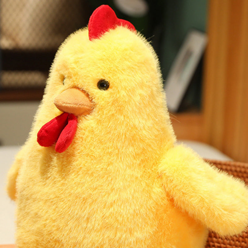 2pcs Rooster Plush Dolls Yellow Chicken Red Comb Stuffed Animals for Christmas