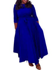  Women's Solid Half Sleeve Round Neck Dress