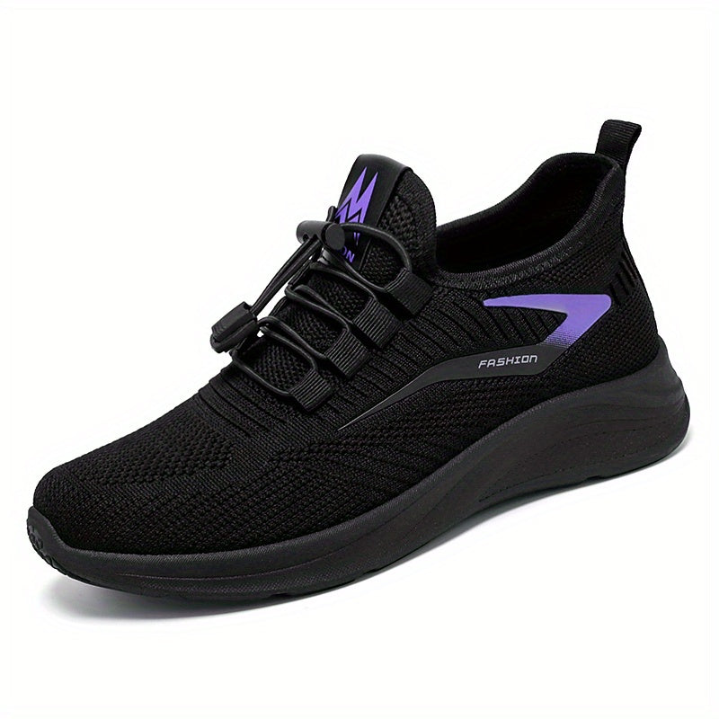 Women's Mesh Panel Flatform Sneakers Lace Up Low Round Toe Breathable Shoes