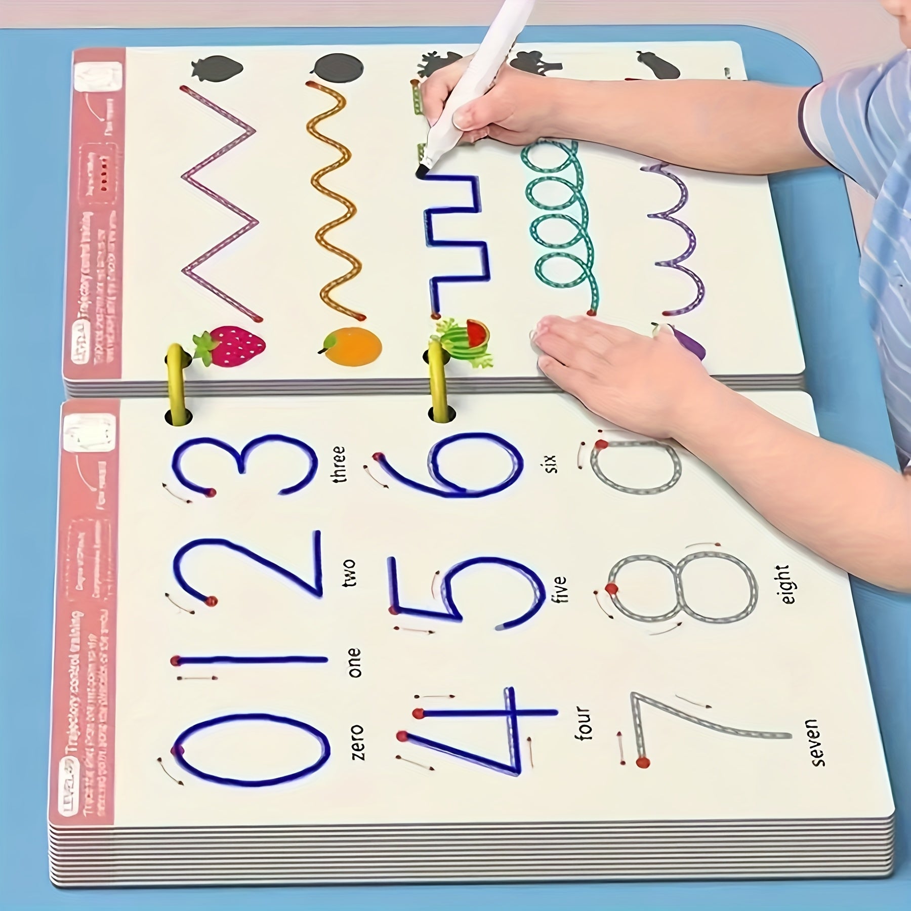 Reusable Educational Workbook Set with 4 Pens & 1 Eraser