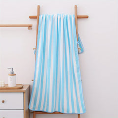 Strip Pattern Bath Towel Absorbent Coral Velvet Towel for Adults