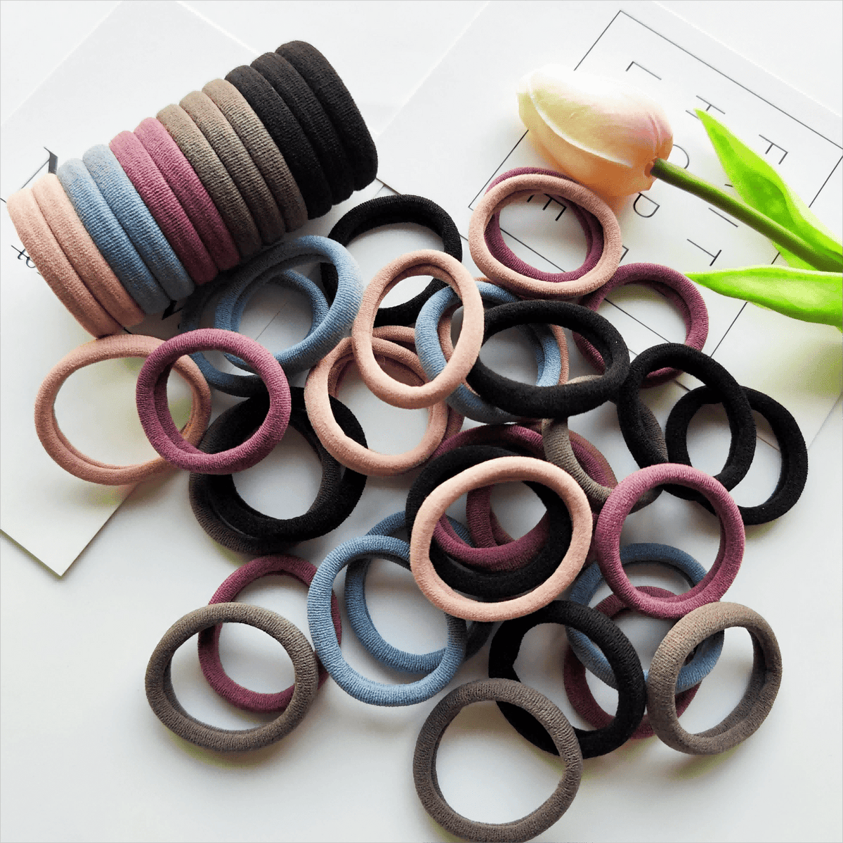 50pcs Elastic Hair Ties for Girls Seamless Stretchy Hair Band for Kids
