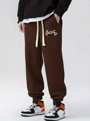 Blackletter Print Drawstring Sweatpants Loose Fit Pants Men's Joggers