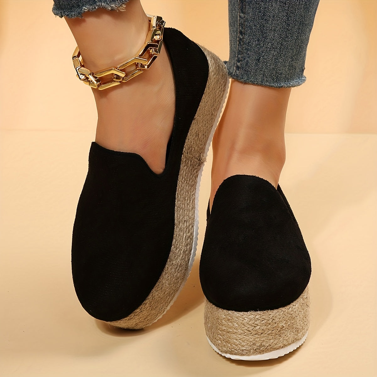 Women's Platform Espadrille Loafers Slip On Shoes