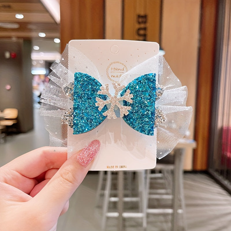 Princess Hairpin Girls Bow Snowflake Headdress Sweet Hair Clip