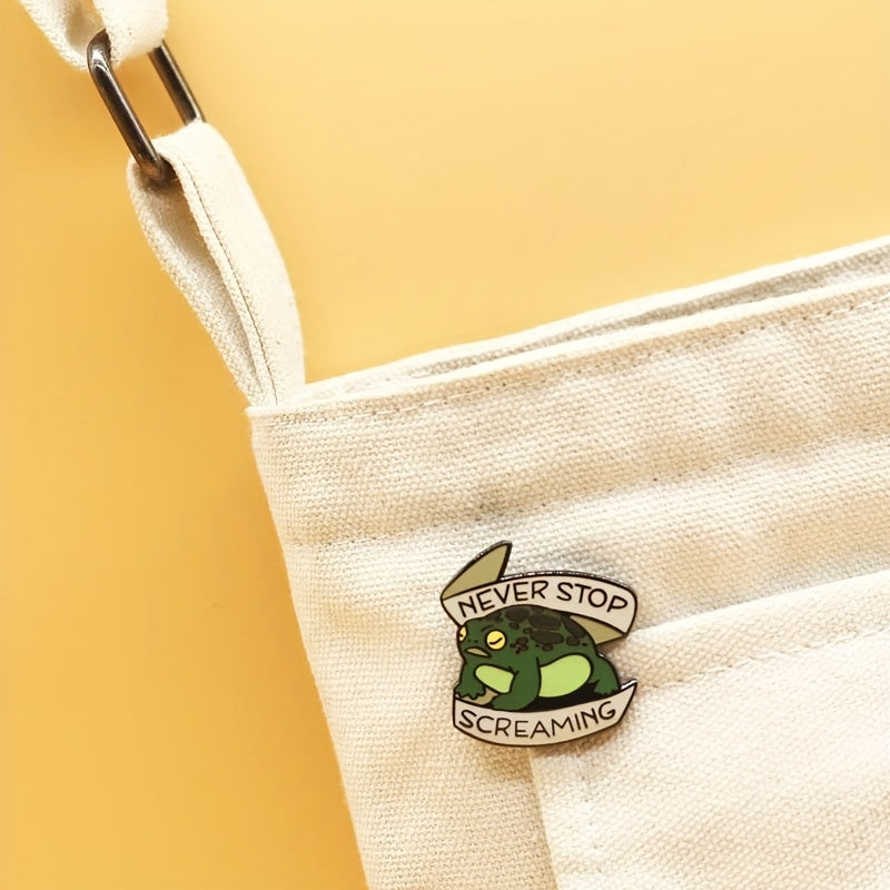 Never Stop Screaming Toad Rain Frog Enamel Brooch Pin