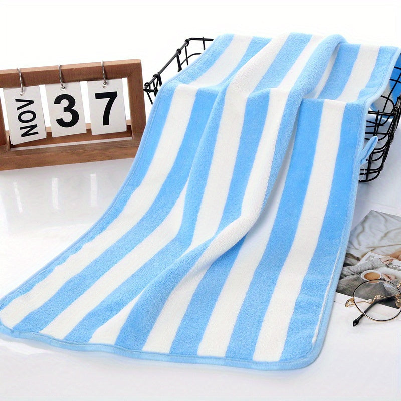 2pcs Striped Hand Towel Bath Towel Lightweight Microfiber Face Towel