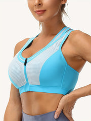 Comfy Cut Out Zipper Sports Bra for Women
