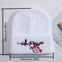 Lil Peep Cartoon Embroidery Knit Hat Outdoor Warm Pullover Hip hop Cold Hat