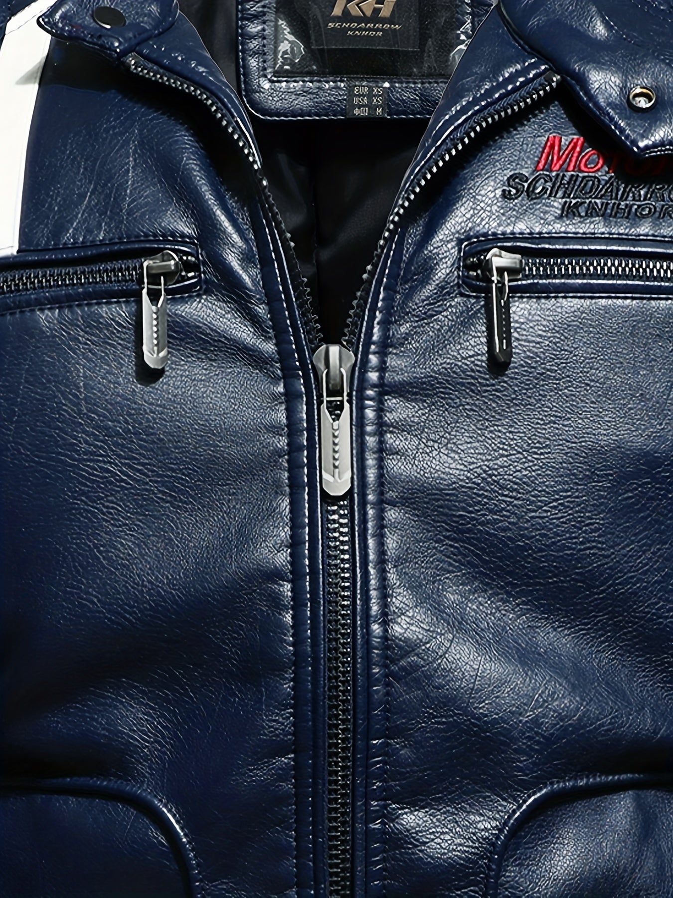 Men's Cycling Jacket Zipper Pockets Washed PU Leather Lapel Zip Up Jacket