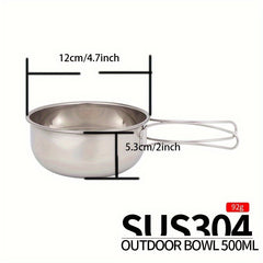 304 Stainless Steel Folding Bowl for Camping Portable Multifunctional Picnic