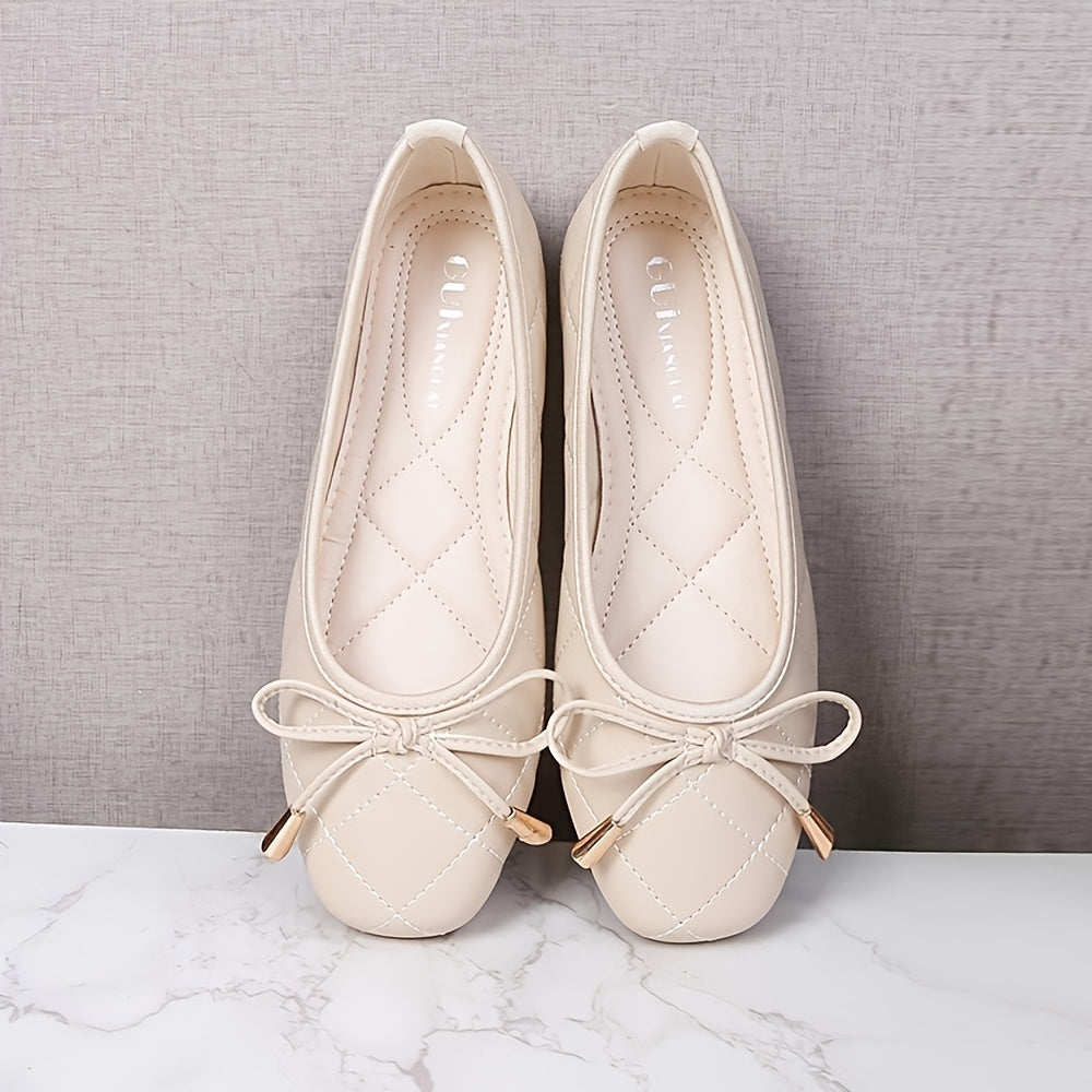 Bow Decor Square Toe Ballet Flats for Women