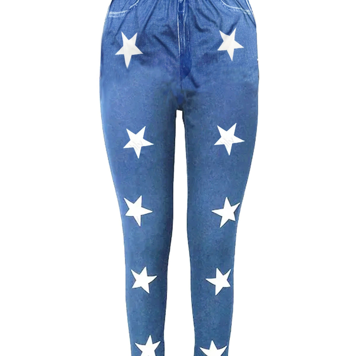 Star Print Skinny Leggings Stretchy Women's Clothing