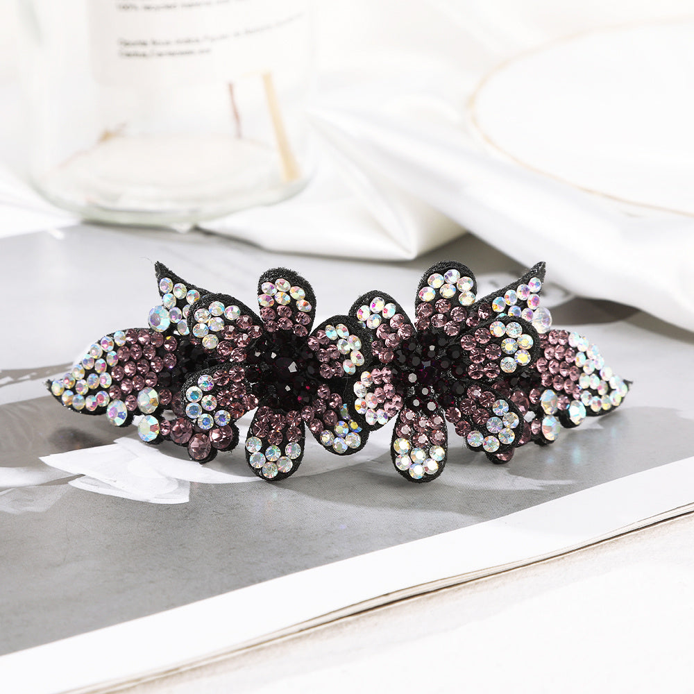 Flower Rhinestone Hair Clips Ponytail Holder Hair Accessories