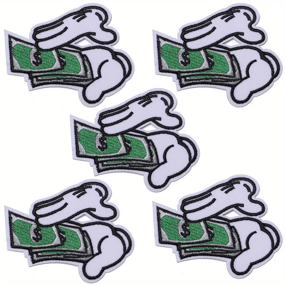 5pcs Money Patches Iron On Sew On Embroidered Applique Repair Patch DIY Crafts