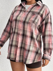  Plaid Button-Up Long Sleeve Shirt