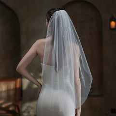 Pearl Inlaid Bridal Head Veil with Comb
