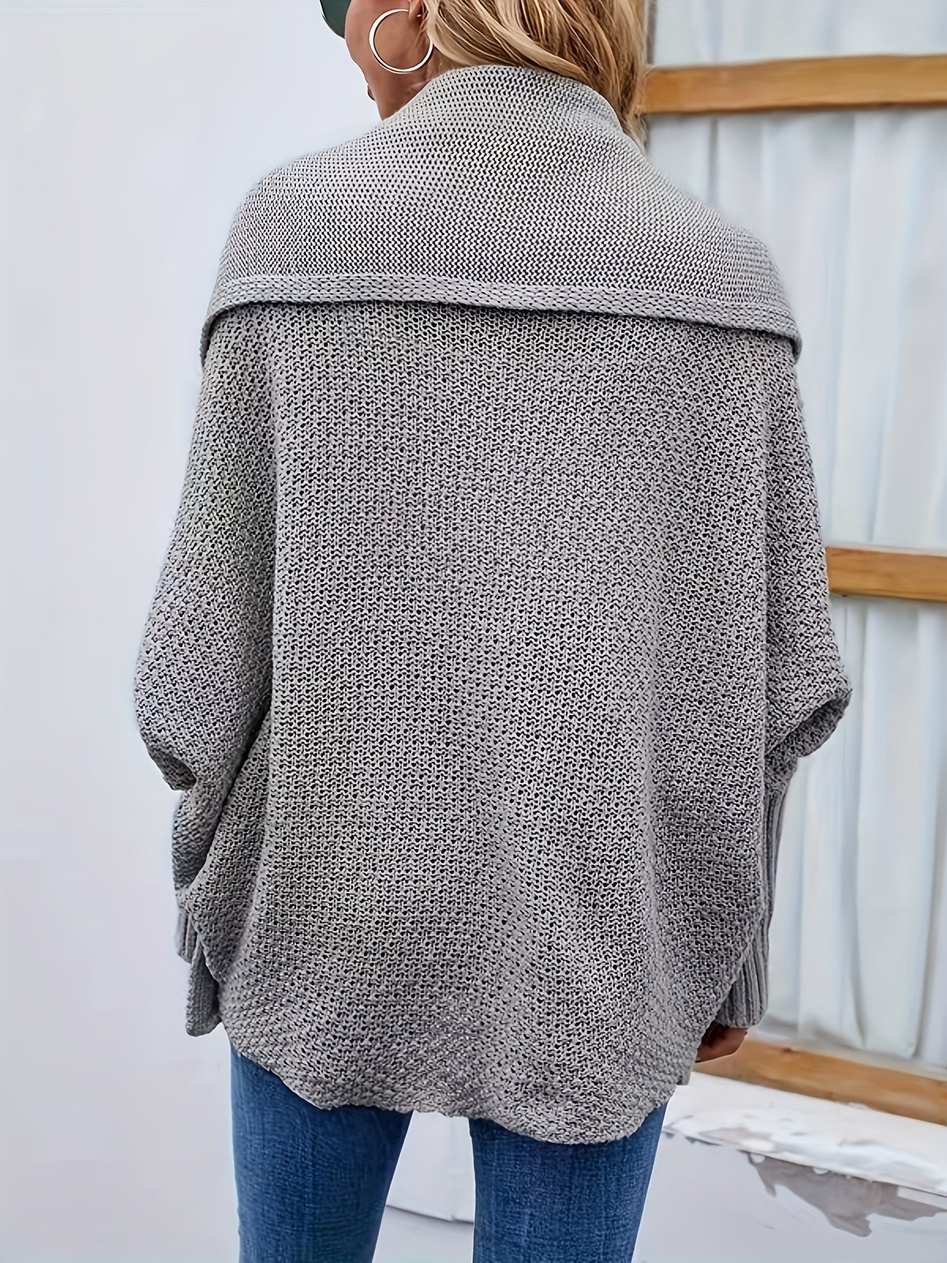  Solid Bat Sleeve Open Front Cardigan